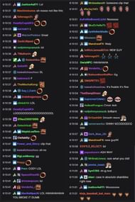 Twitch chat reacts to the streamer's shenanigans (Images via DSKoopa/Twitch chat)